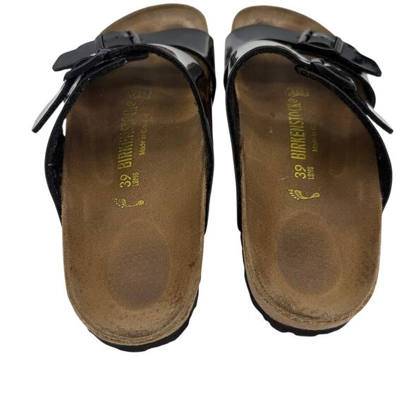 Birkenstock Ibiza Two Strap Black Patent Birk Flor Sandals Sz 39 EU / 8 US Women - Picture 6 of 9